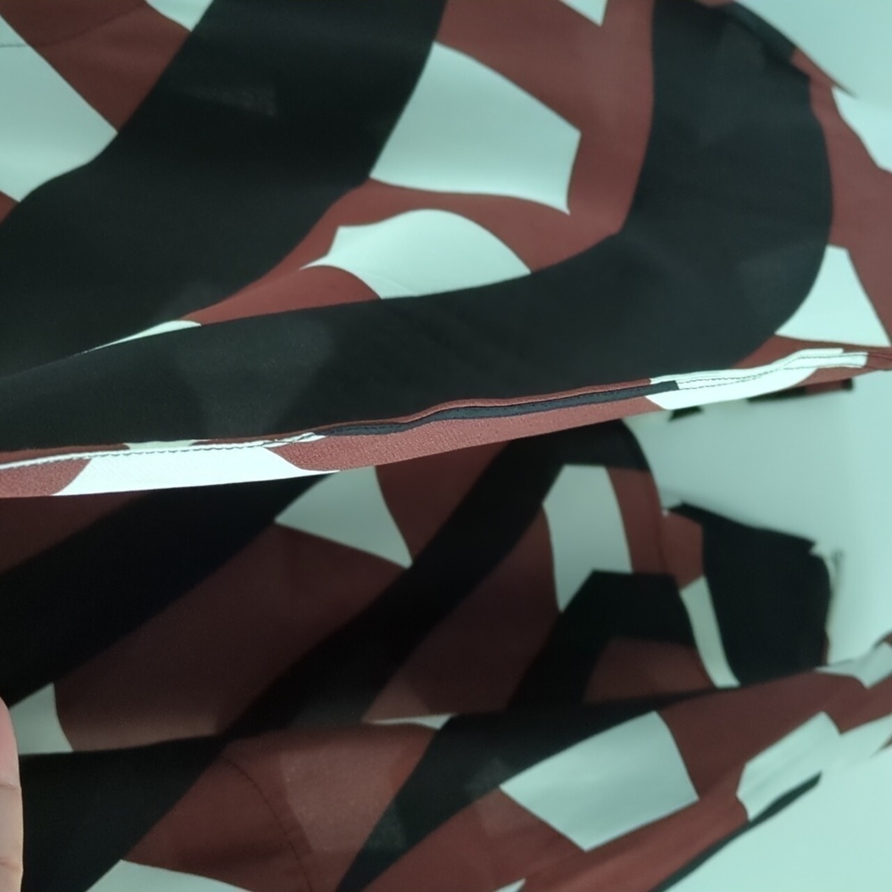 TRACY REESE Geometric Brown and Black SILK Dress - Picture 5 of 12